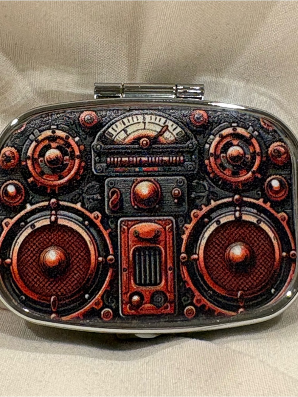 Steampunk Mechanical Dial Design Travel Pill Box Medicine Pill Case NEW!